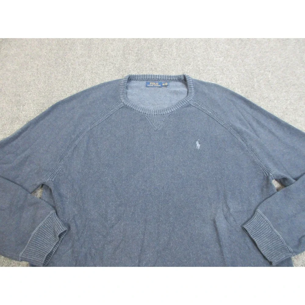 Polo Ralph Lauren Sweater Mens 2XL Blue Cotton Knit Pullover Casual